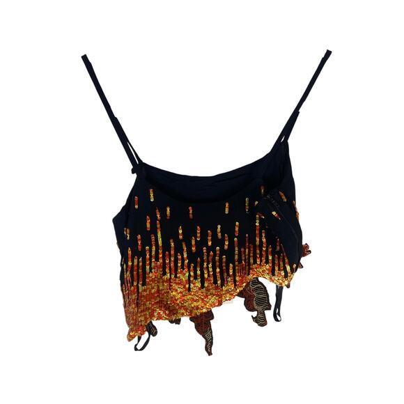 Giuseppe di Morabito Sequin Fire Flames Crop Top Party Edgy Made in Italy Sz 2 - Picture 8 of 9